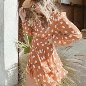 F21 Orange print mini dress